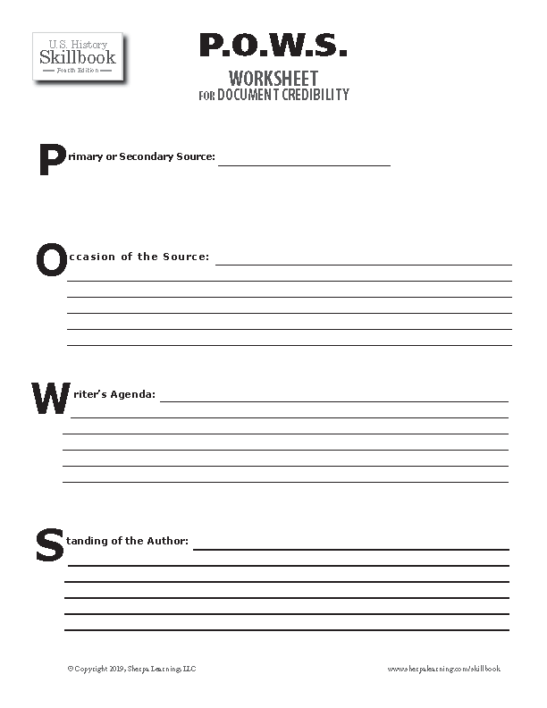 P.O.W.S. Worksheet for Document Credibility